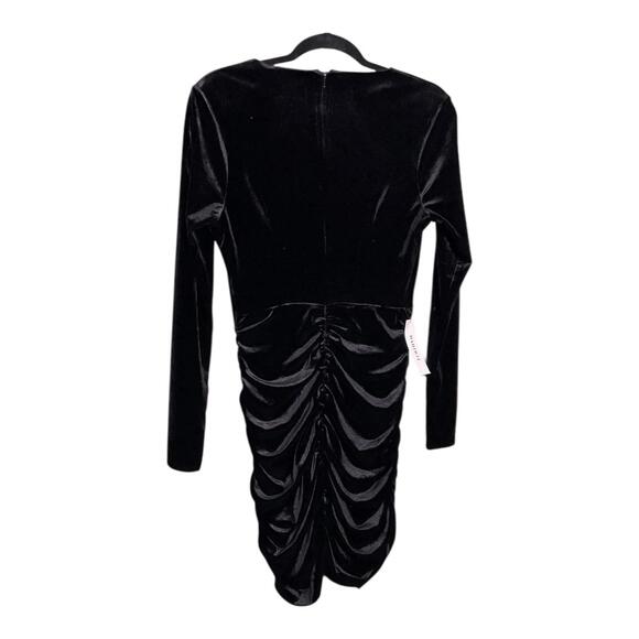 NWT Bardot Jax Ruched Velvet Mini Dress Black Size Medium/6 - Picture 4 of 7